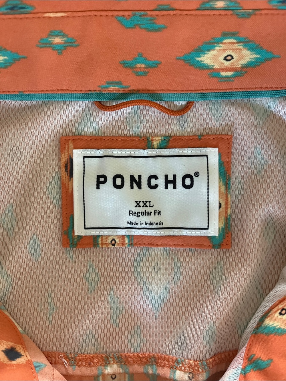 Poncho Orange Diamond-Print Short-Sleeve Pearl Snap Shirt XXL - Picture 2 of 4